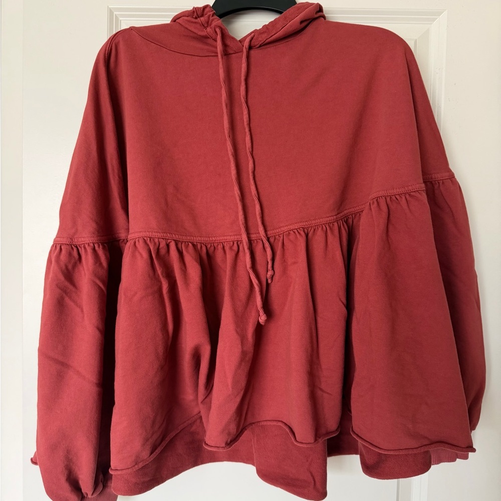 Aerie Deep Red Peplum Hoodie
